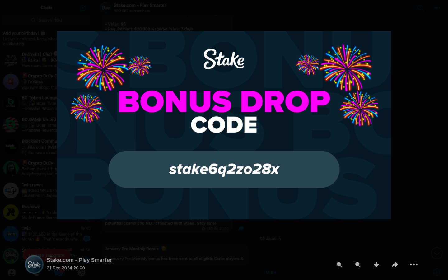 Stake bonus drop code